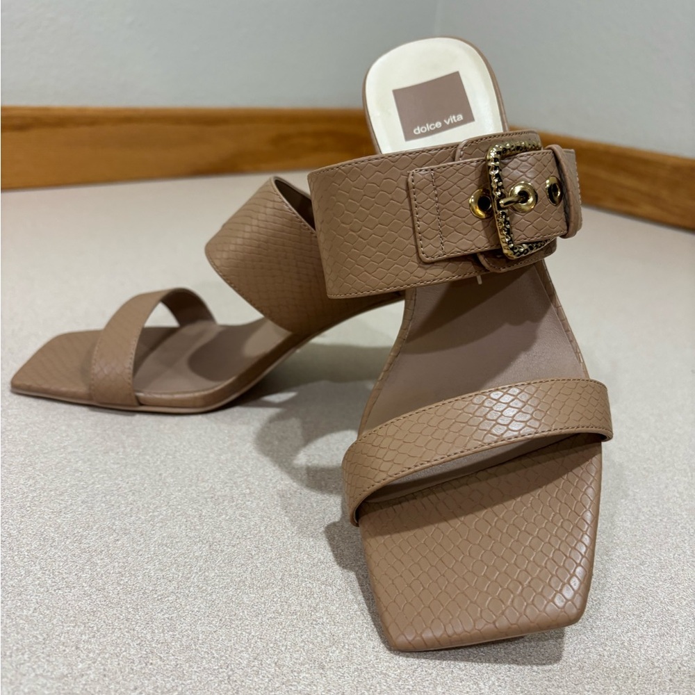 Dolce Vita Brown Textured Heeled Sandals